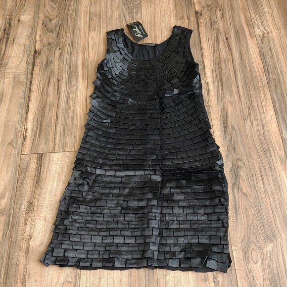 Rachael G Sleeveless Textured Satin Front Cocktail Dress, Black Unisex - Picture 12 of 12